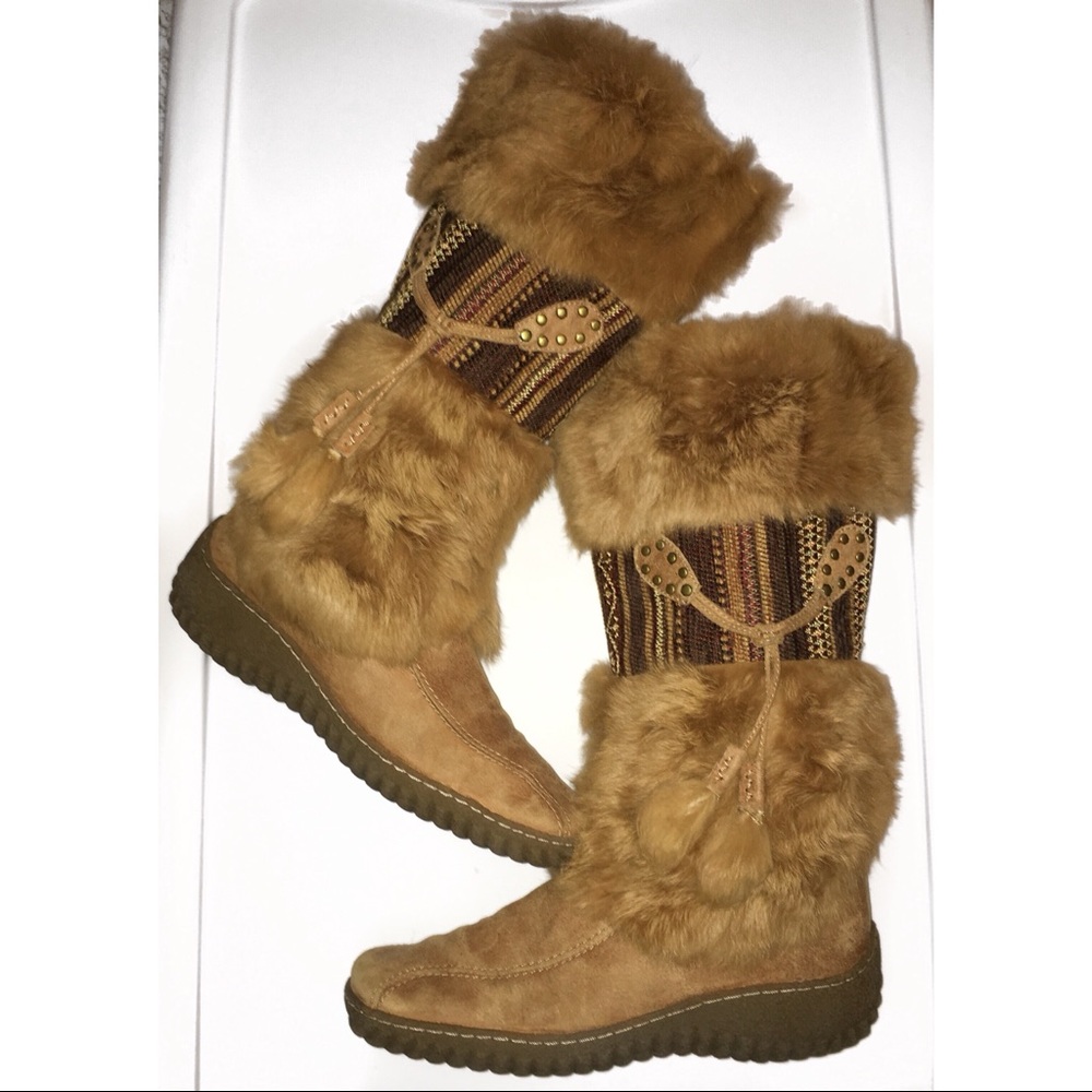 NINE WEST fur boots size 7.5 great condition